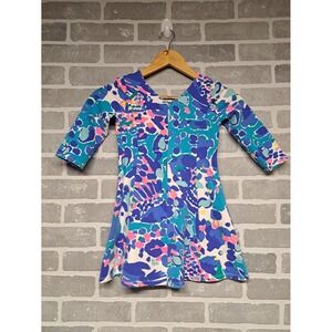 Lilly Pulitzer Girls Hit the Spot Amelia Dress Floral 3/4 Sleeve Size M‎ (6-7)